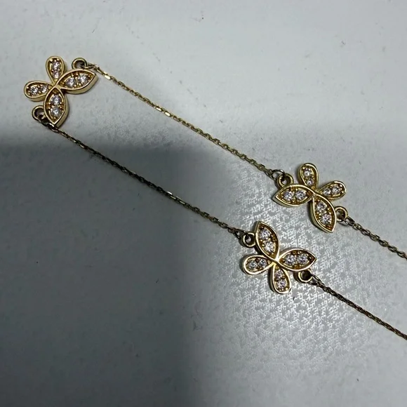 14k Gold Butterfly Pendant Necklace with Diamond Accents - Women Jewelry - Picture 4 of 4